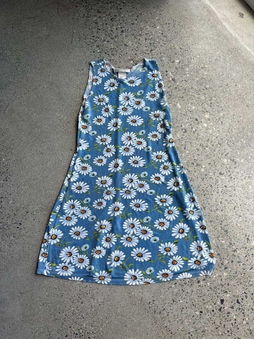 Charlotte Russe Daisy Print Shift Slinky Summer Dress Y2k Vintage